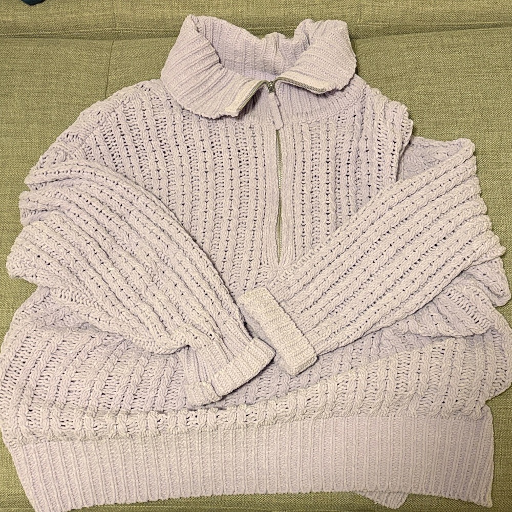 Aerie Ribbed Cowl Neck Sweater - Light Purple